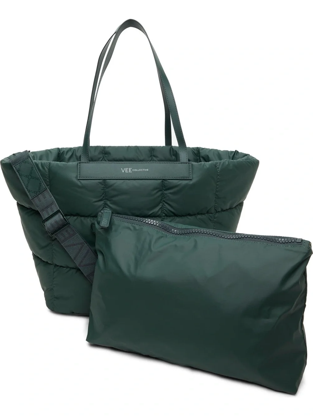 Vee Collective, Quilted Tote Bag in Deep Green